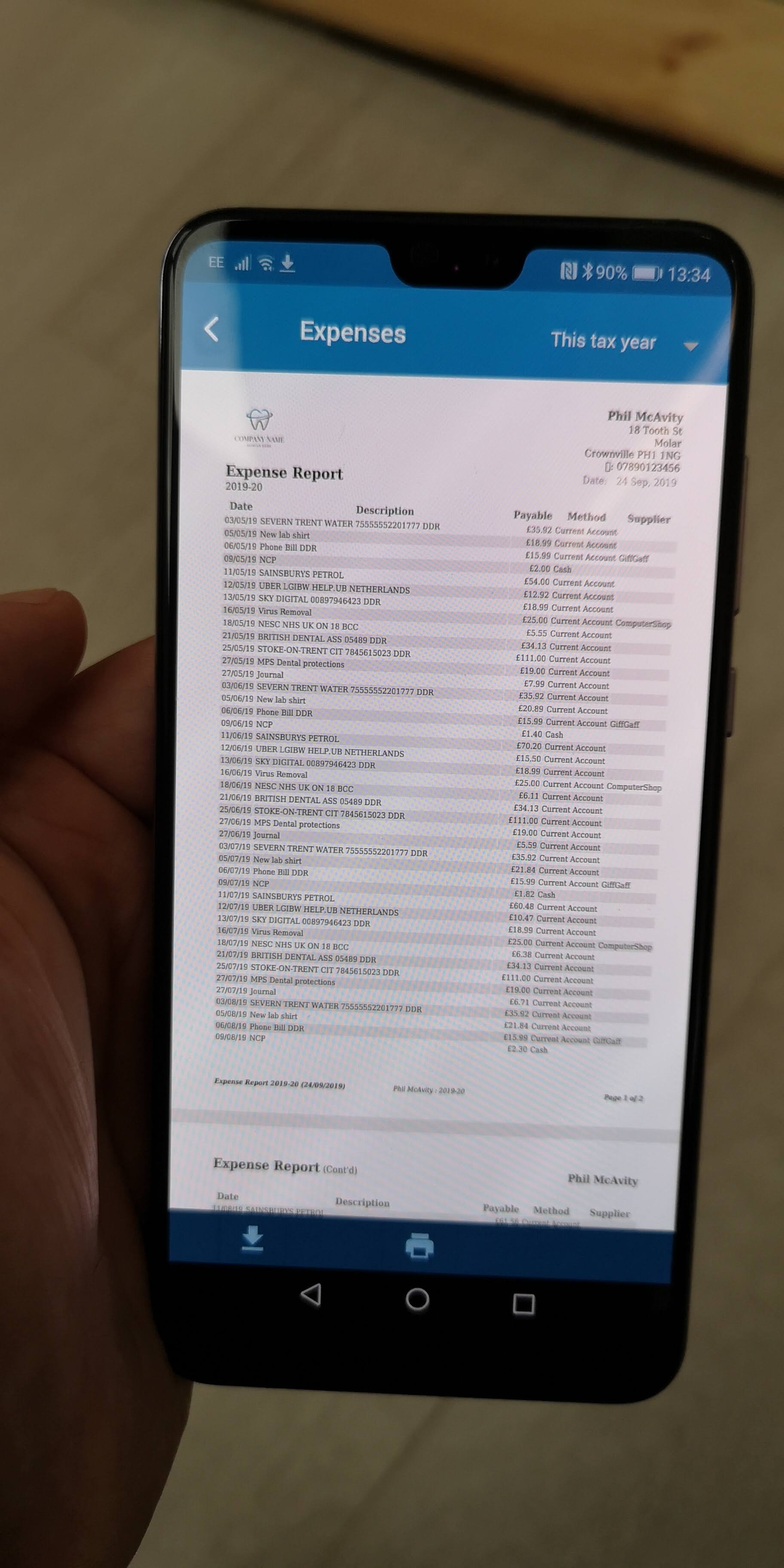 CalCal mobile app screen