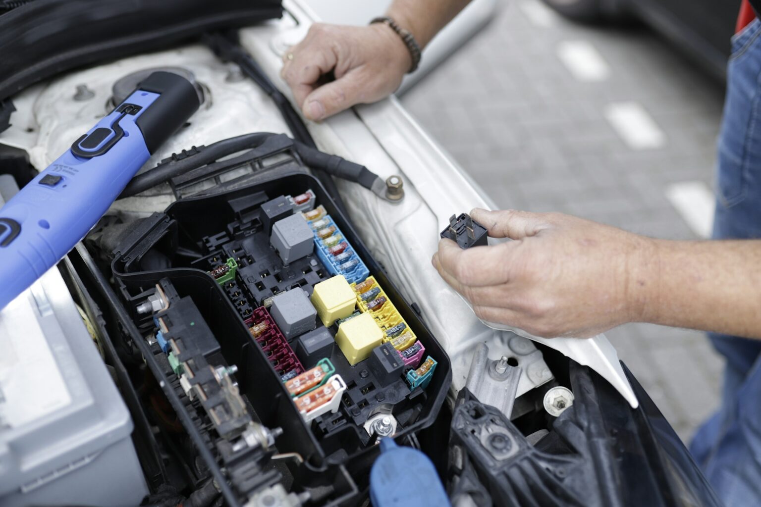 Mechanic working on a car